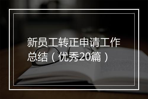 新员工转正申请工作总结（优秀20篇）