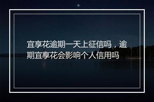 宜享花逾期一天上征信吗，逾期宜享花会影响个人信用吗