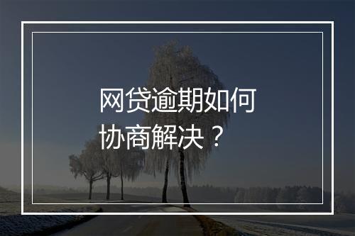 网贷逾期如何协商解决？