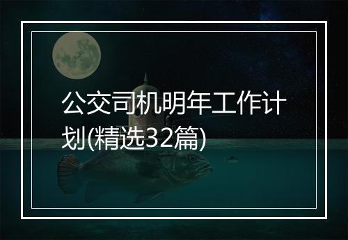 公交司机明年工作计划(精选32篇)