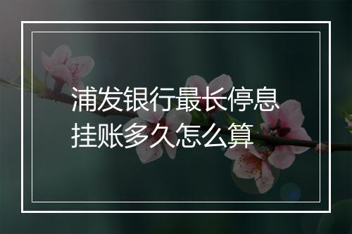 浦发银行最长停息挂账多久怎么算