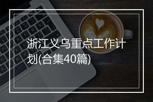 浙江义乌重点工作计划(合集40篇)