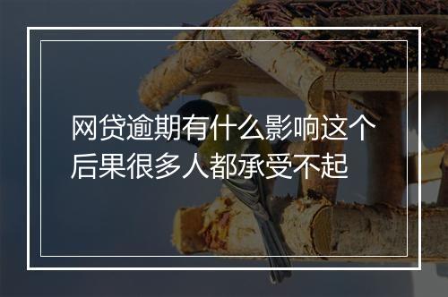 网贷逾期有什么影响这个后果很多人都承受不起