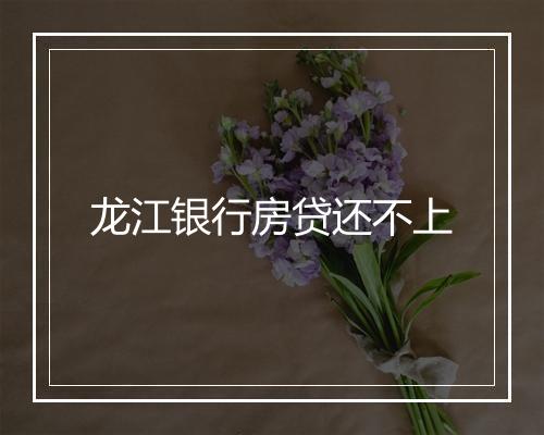 龙江银行房贷还不上