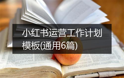 小红书运营工作计划模板(通用6篇)