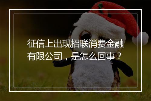 征信上出现招联消费金融有限公司，是怎么回事？