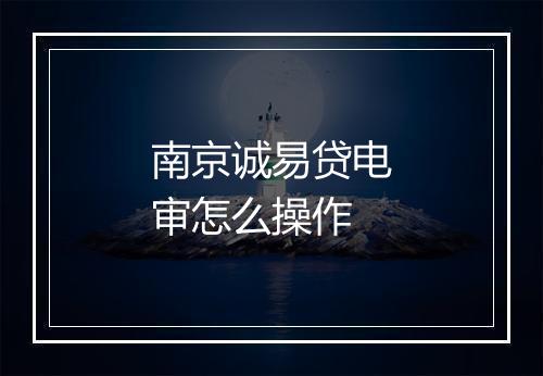 南京诚易贷电审怎么操作