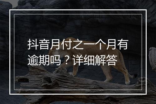 抖音月付之一个月有逾期吗？详细解答