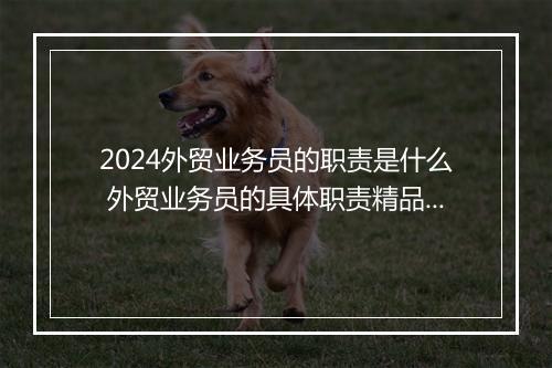 2024外贸业务员的职责是什么 外贸业务员的具体职责精品范文8篇
