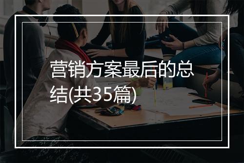 营销方案最后的总结(共35篇)