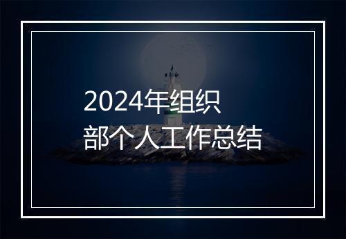 2024年组织部个人工作总结