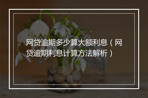 网贷逾期多少算大额利息（网贷逾期利息计算方法解析）