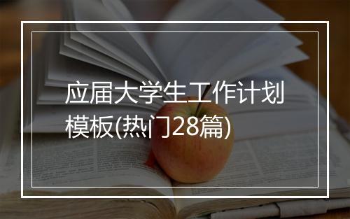 应届大学生工作计划模板(热门28篇)