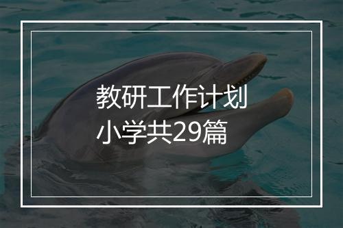 教研工作计划小学共29篇