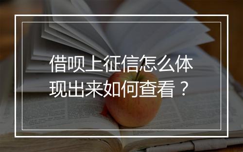 借呗上征信怎么体现出来如何查看？