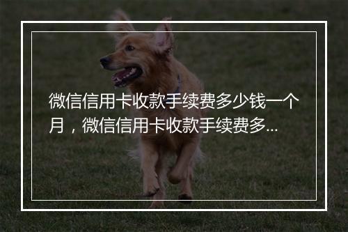 微信信用卡收款手续费多少钱一个月，微信信用卡收款手续费多少