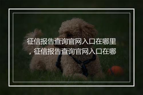 征信报告查询官网入口在哪里，征信报告查询官网入口在哪