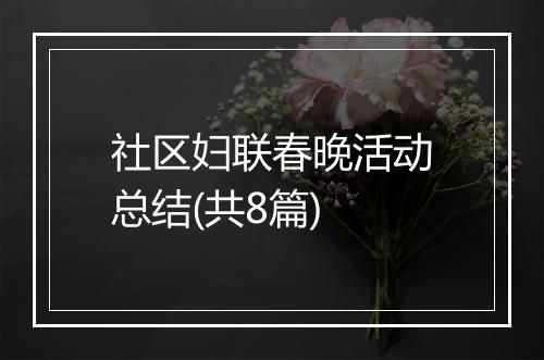 社区妇联春晚活动总结(共8篇)