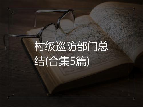 村级巡防部门总结(合集5篇)