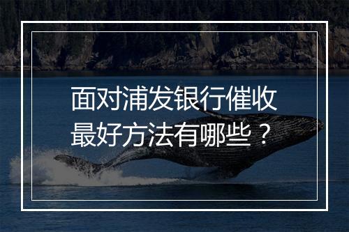 面对浦发银行催收最好方法有哪些？