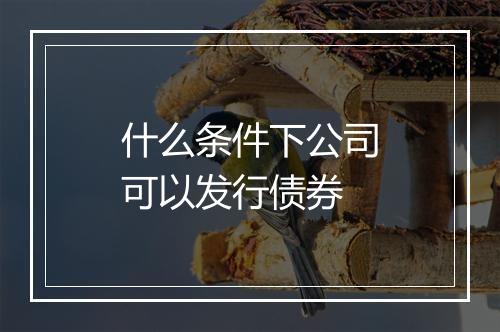 什么条件下公司可以发行债券
