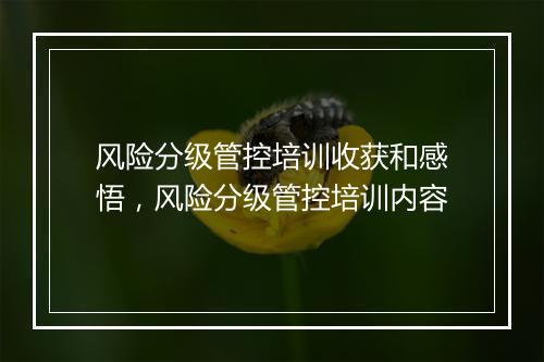 风险分级管控培训收获和感悟，风险分级管控培训内容