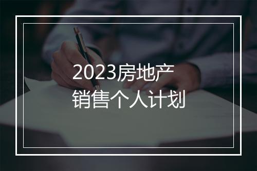 2023房地产销售个人计划