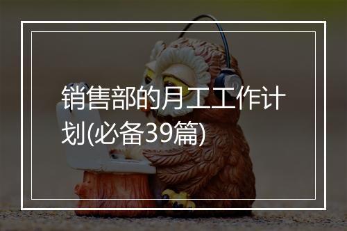 销售部的月工工作计划(必备39篇)