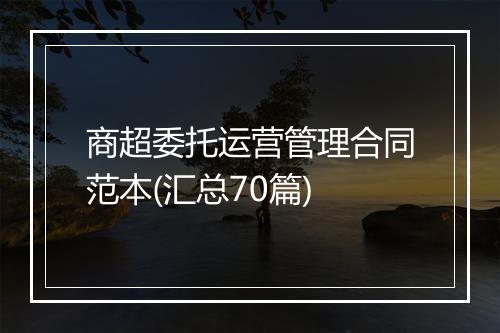 商超委托运营管理合同范本(汇总70篇)