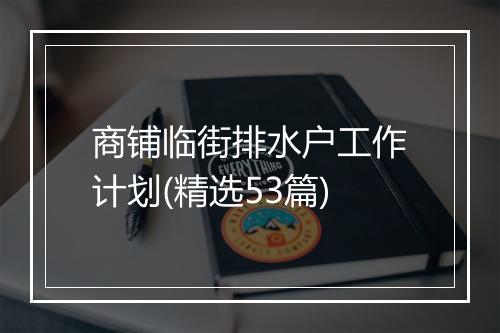 商铺临街排水户工作计划(精选53篇)
