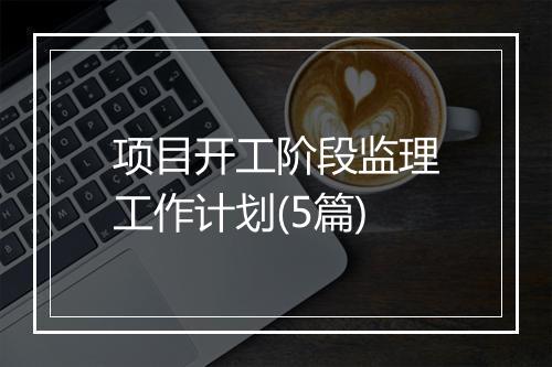 项目开工阶段监理工作计划(5篇)