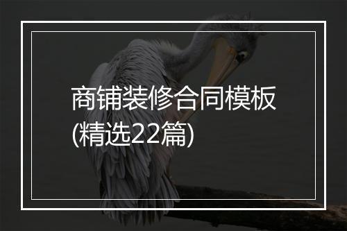 商铺装修合同模板(精选22篇)