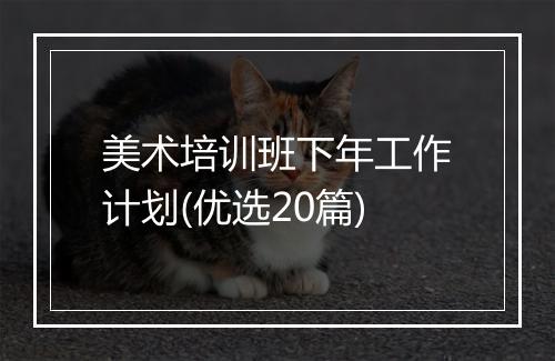 美术培训班下年工作计划(优选20篇)