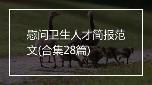 慰问卫生人才简报范文(合集28篇)