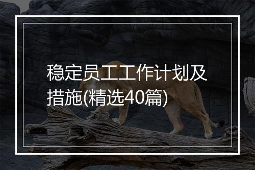稳定员工工作计划及措施(精选40篇)