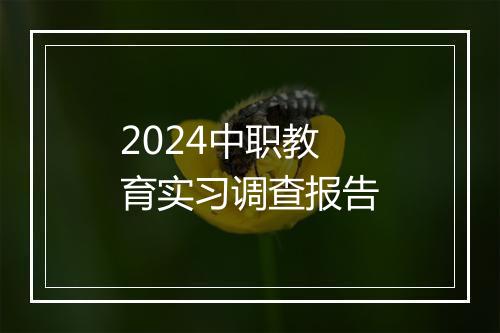 2024中职教育实习调查报告