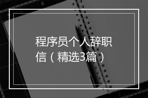 程序员个人辞职信（精选3篇）