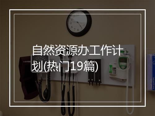 自然资源办工作计划(热门19篇)