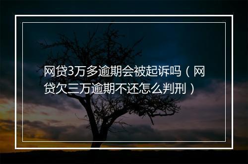 网贷3万多逾期会被起诉吗（网贷欠三万逾期不还怎么判刑）