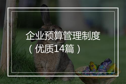 企业预算管理制度（优质14篇）