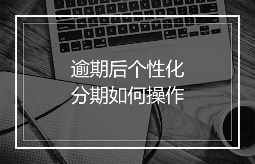 逾期后个性化分期如何操作