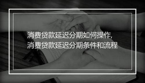 消费贷款延迟分期如何操作,消费贷款延迟分期条件和流程