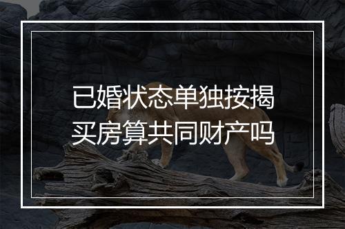 已婚状态单独按揭买房算共同财产吗