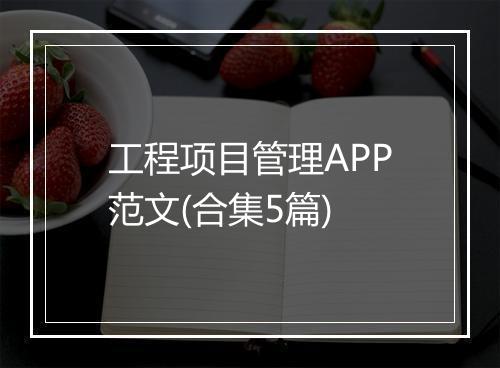 工程项目管理APP范文(合集5篇)