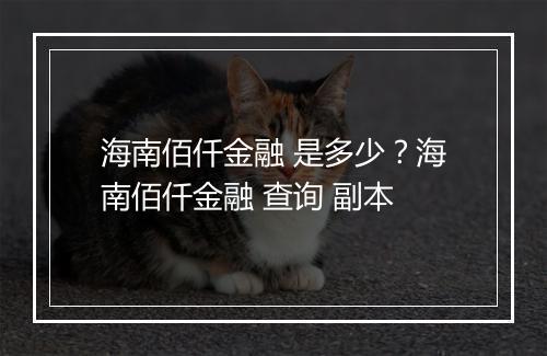 海南佰仟金融 是多少？海南佰仟金融 查询 副本