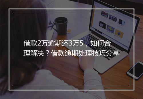 借款2万逾期还3万5，如何合理解决？借款逾期处理技巧分享