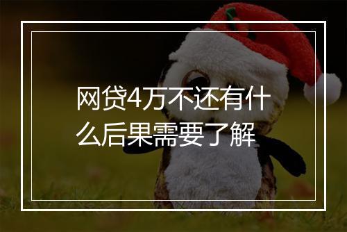 网贷4万不还有什么后果需要了解
