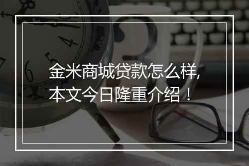 金米商城贷款怎么样,本文今日隆重介绍！