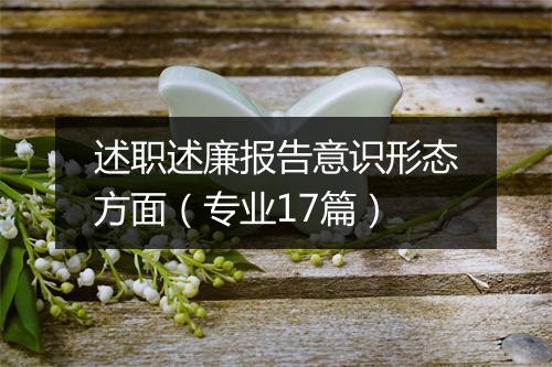 述职述廉报告意识形态方面（专业17篇）