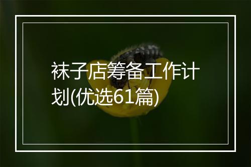 袜子店筹备工作计划(优选61篇)